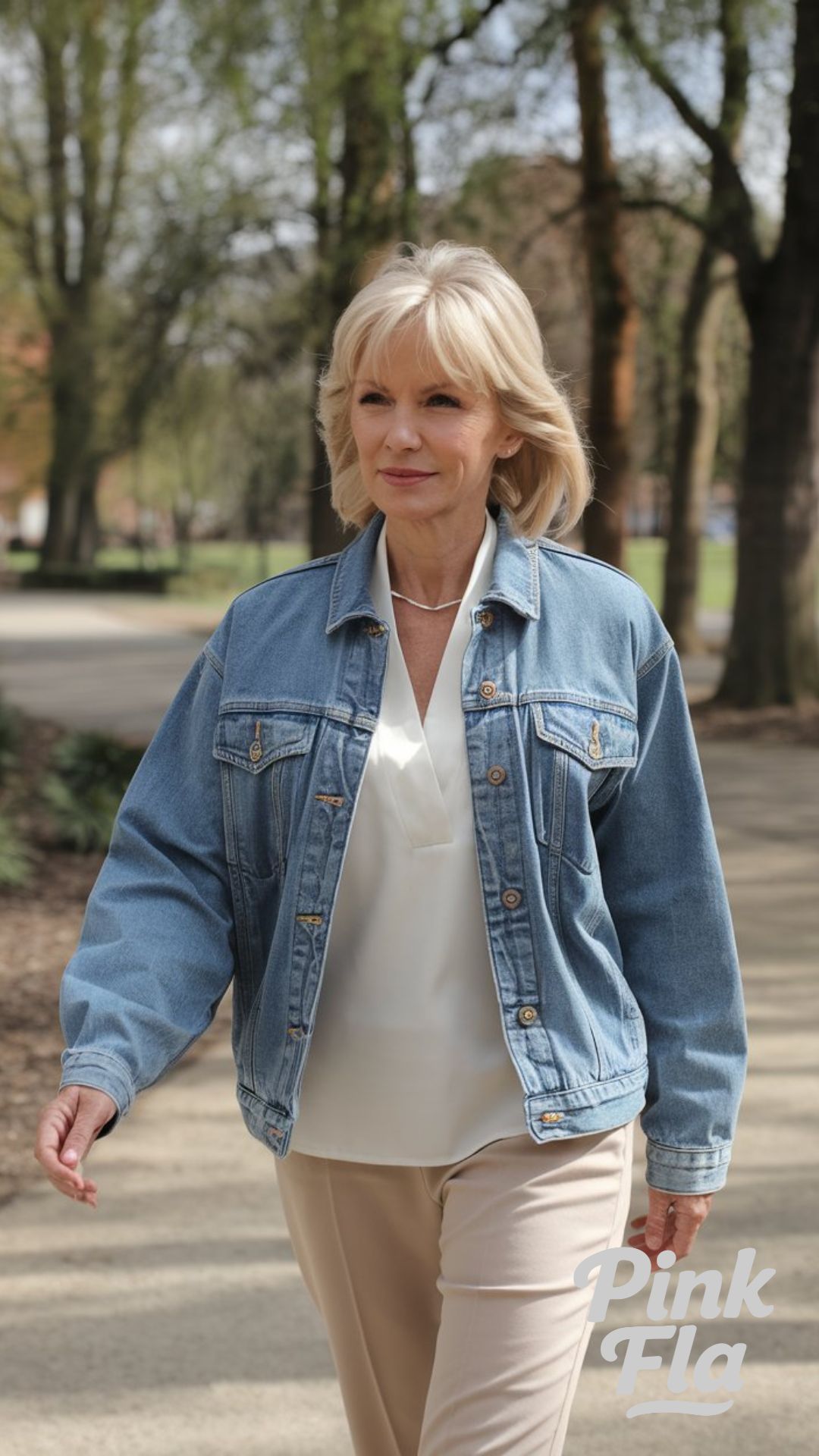 Classic Casual: Denim Jacket Meets Spring Neutrals - Spring Outfits for Women Over 60