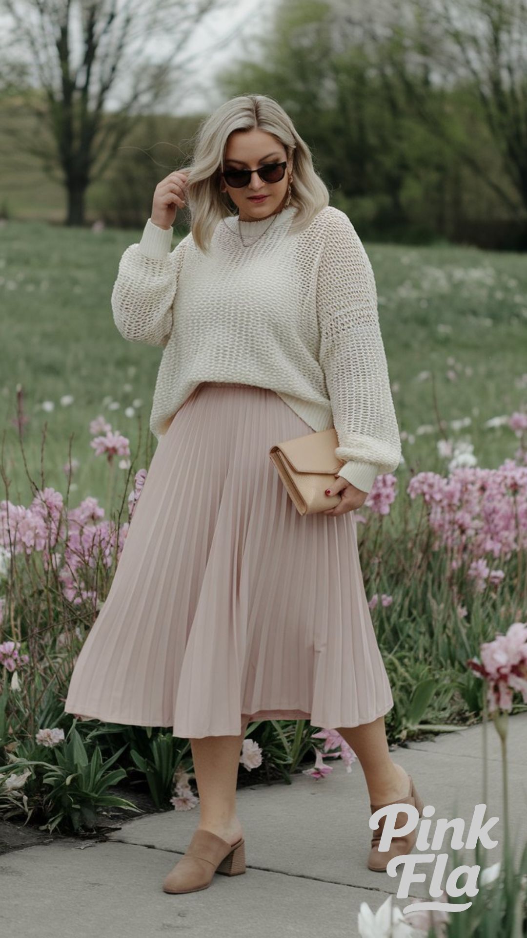 Cozy Meets Chic in Neutrals - Plus Size Spring Work Outfit Ideas