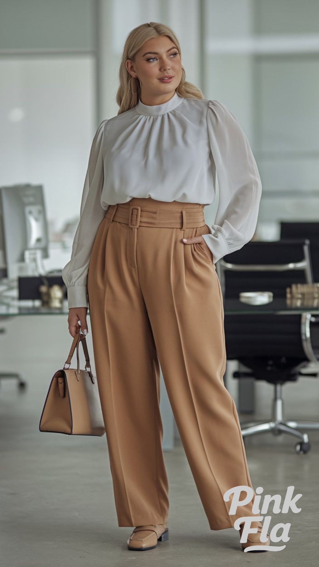 Effortless Style in a Sleeveless Jumpsuit and Scarf - Plus Size Spring Work Outfit Ideas