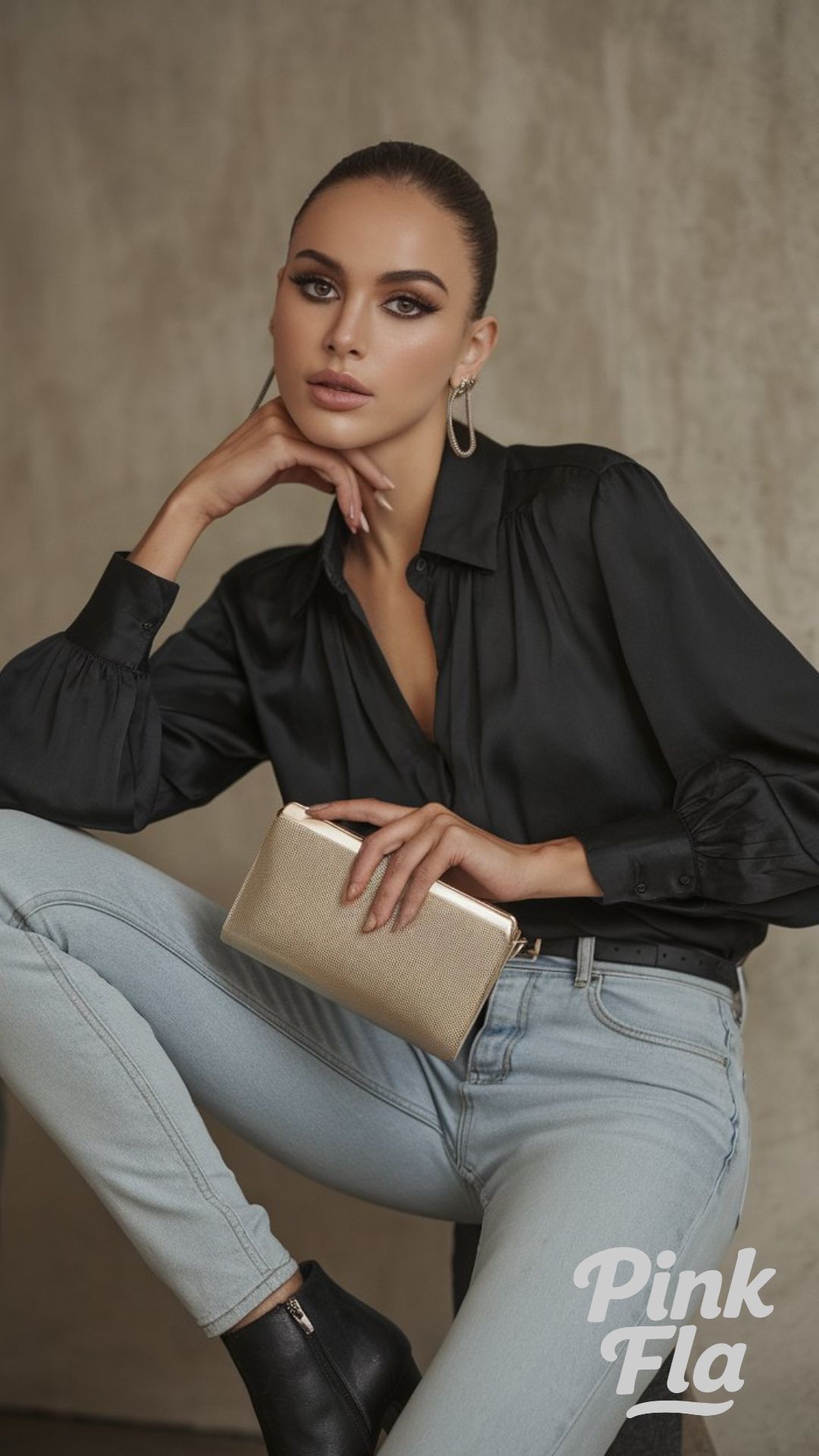 Elegant Evening Look with Light Blue Jeans Outfits