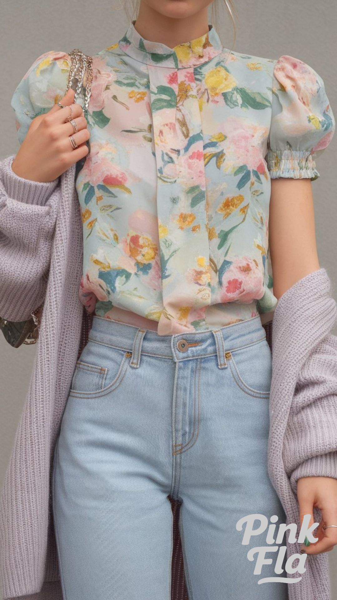 Feminine Florals with Light Blue Jeans Outfits