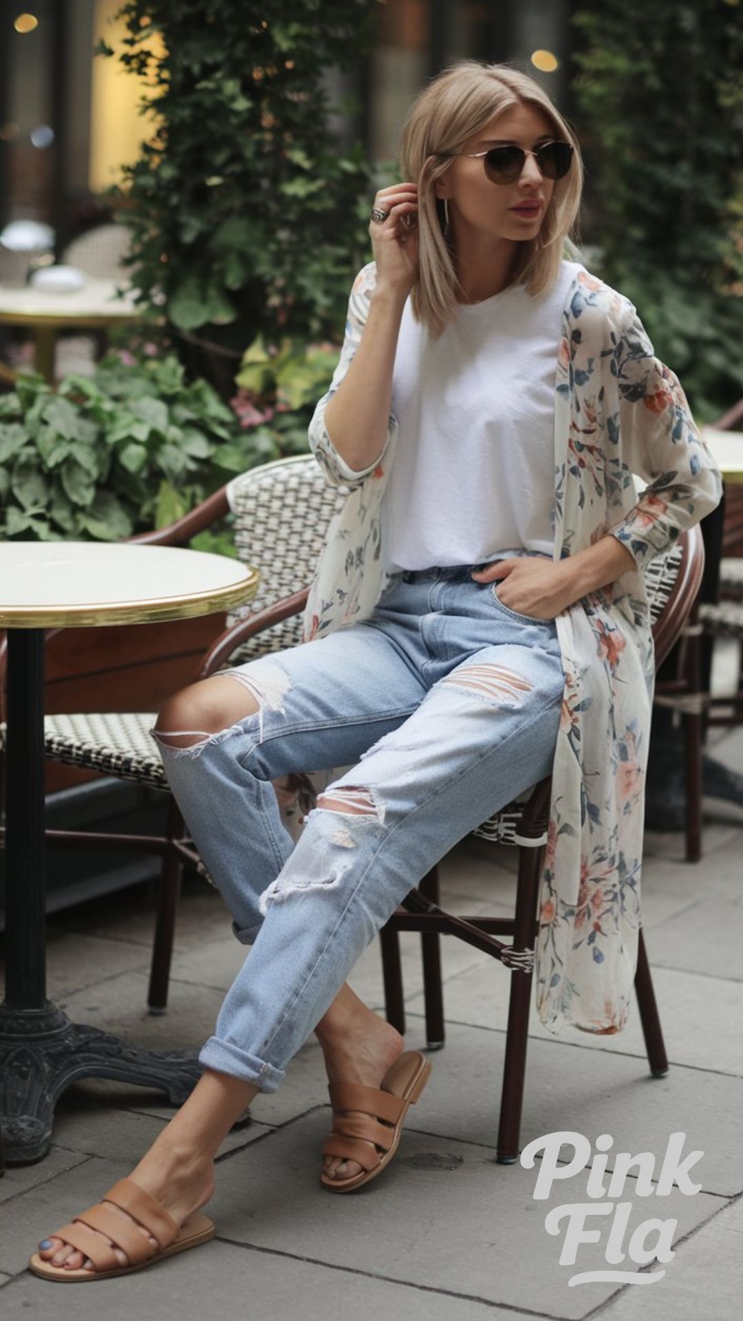 Floral Meets Distressed for Casual Cool - Spring Outfits with Jeans