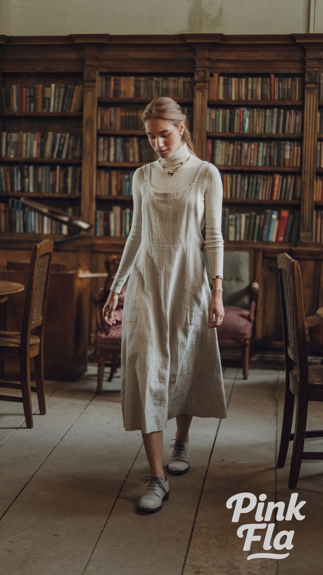 Literary Chic in a Vintage Library - Light Academia Spring Outfits