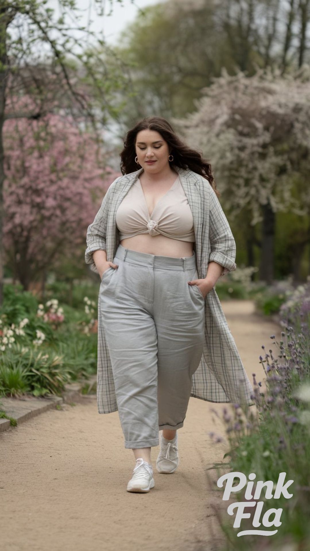 Modern Comfort: Cropped Trousers and a Lightweight Overcoat - Plus Size with Big Tummy Spring Outfit