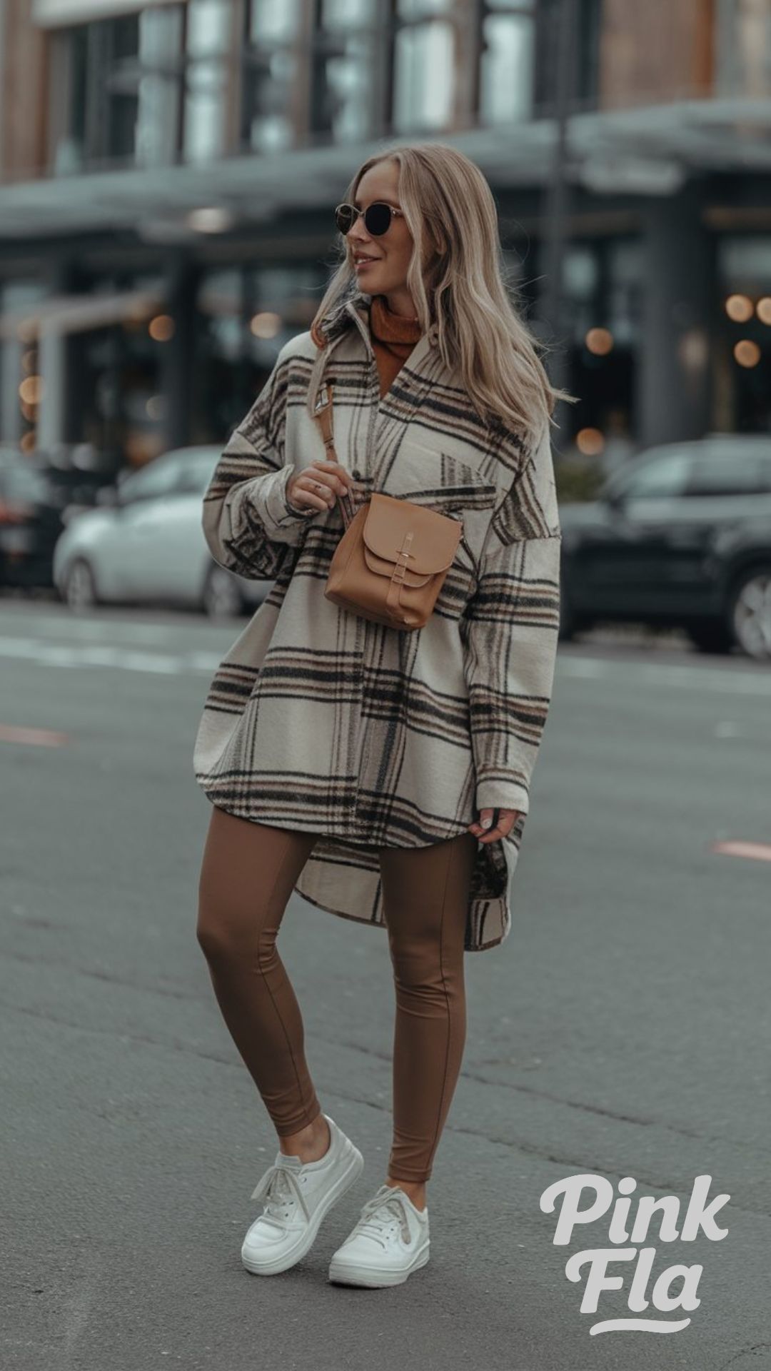 Plaid Layers with Warm Browns - Cute Outfits with Leggings