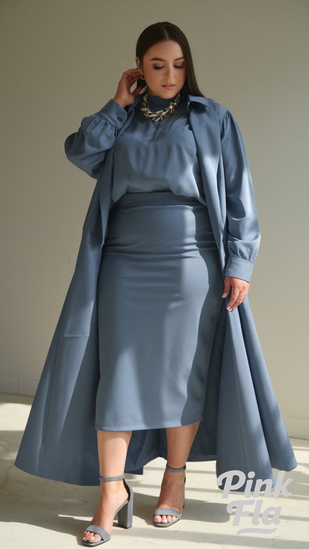 Polished in Monochrome Blue - Plus Size Spring Work Outfit Ideas