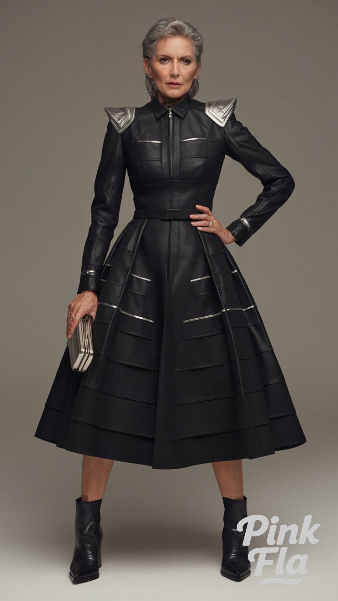 Structured Sophistication in Layered Black - Edgy Outfits for Women Over 50
