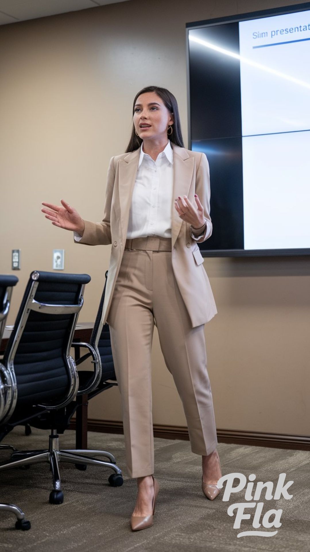 The Power Beige Suit for Legal Presentations- Spring Outfits for Women Lawyers