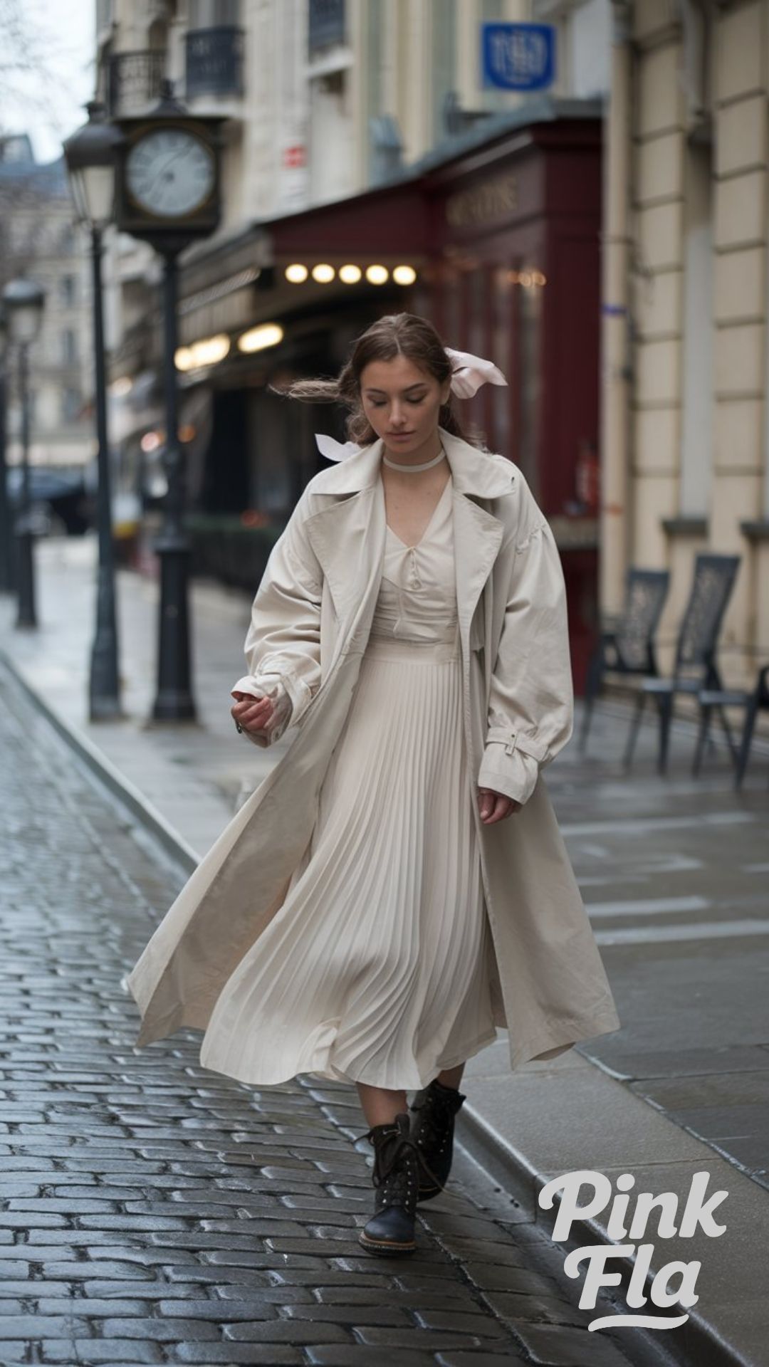 Timeless Romance on Rainy Cobblestone Streets - Light Academia Spring Outfits