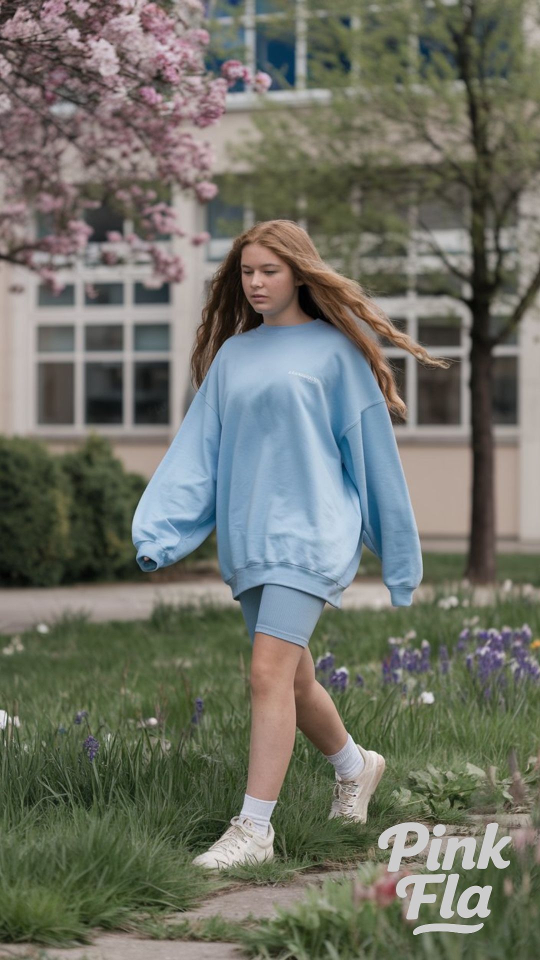 Clean and Sporty: Sweatshirt & Biker Shorts Combo - Spring Outfits for School