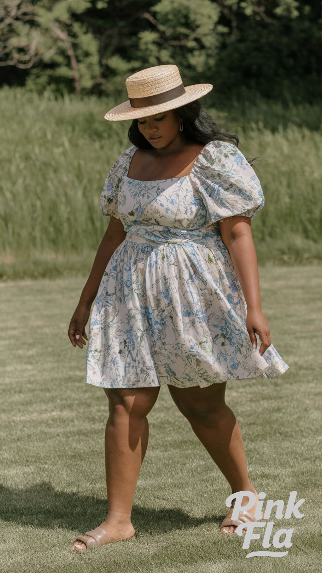 Cottagecore Charm in a Puff-Sleeve Dress - Plus Size Spring Outfits for Black Women