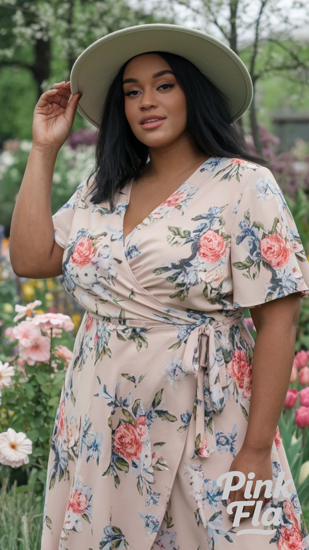 Floral Perfection in a Wrap Dress - Plus Size Spring Outfits for Black Women
