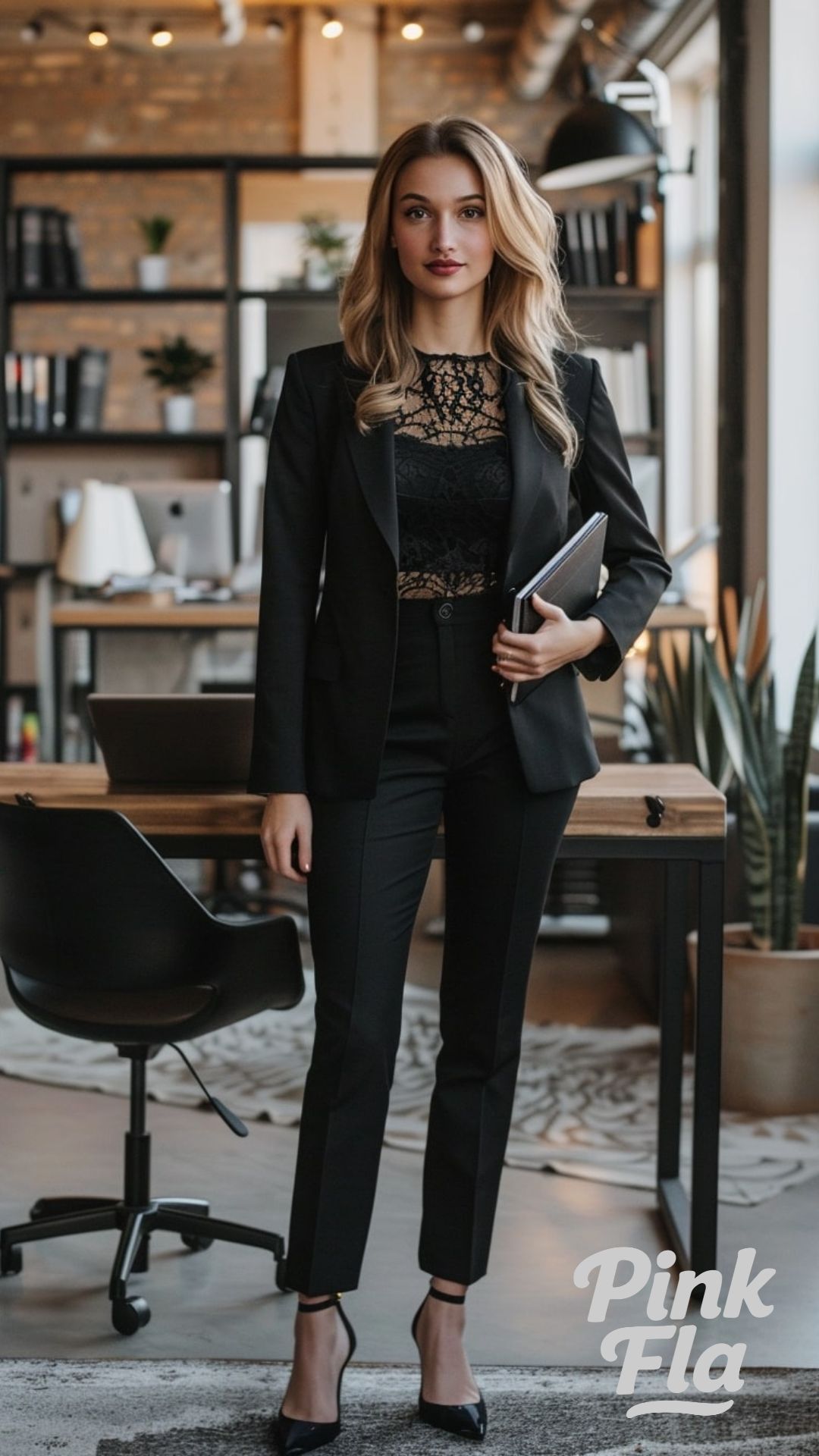 Lace and Blazer Casual Goth Business Outfits
