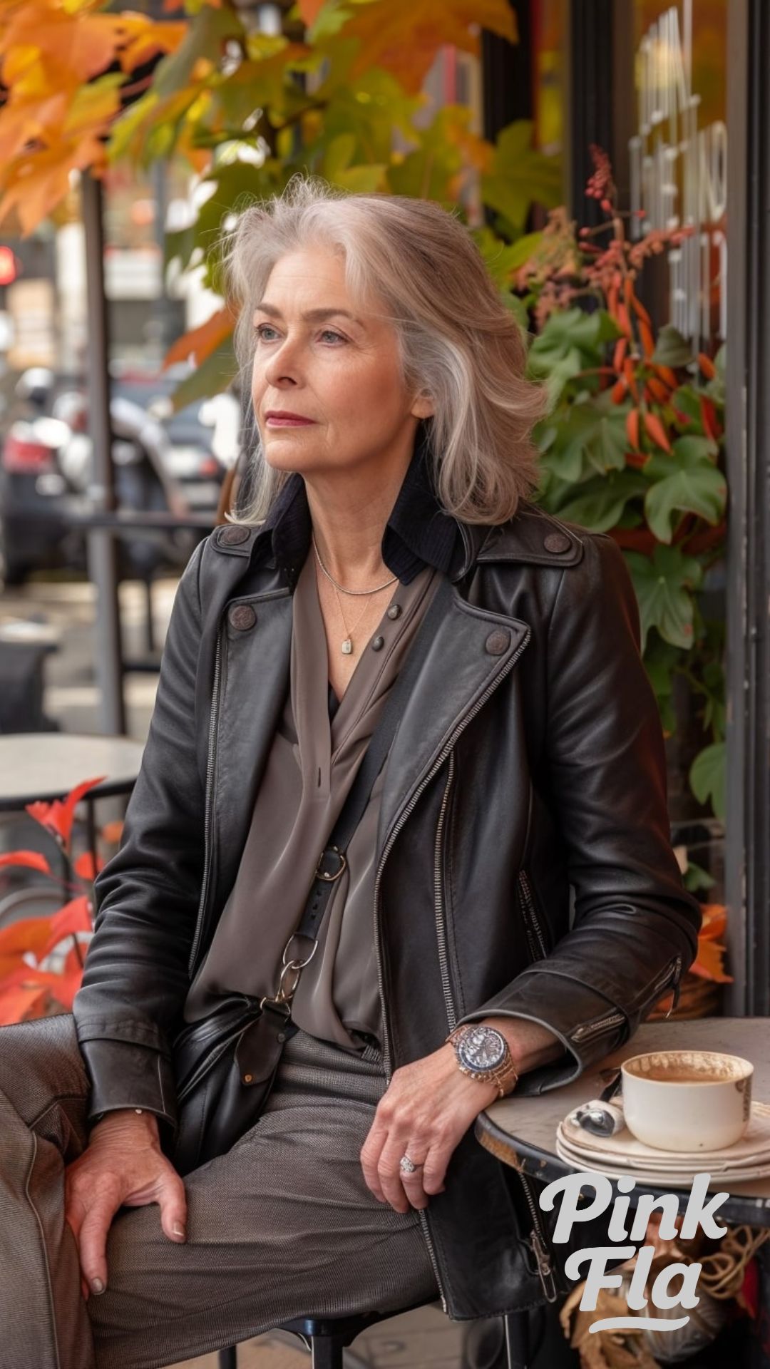 Leather Jacket and Neutrals - Fall Outfits for Women Over 50