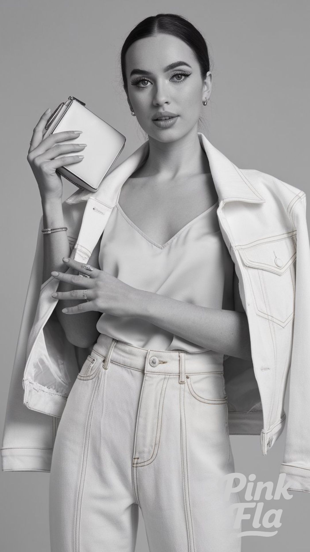 Monochrome Sophistication with a White Jeans Jacket - White Jeans Jacket Outfit Ideas