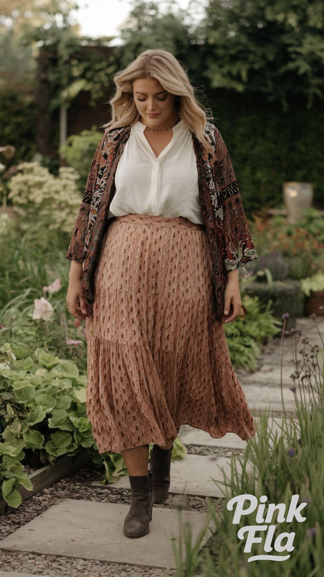Soft Earth Tones with a Bohemian Touch - Plus Size Spring Outfit Ideas