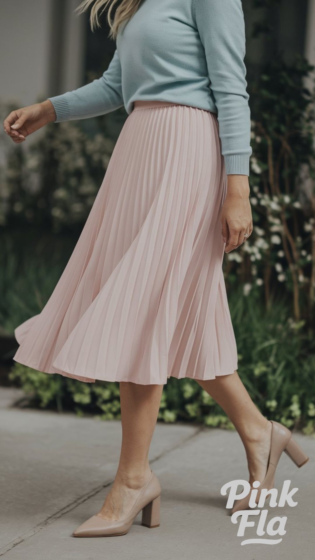 Soft Sweater and Pleated Skirt - Business Casual Spring Outfits