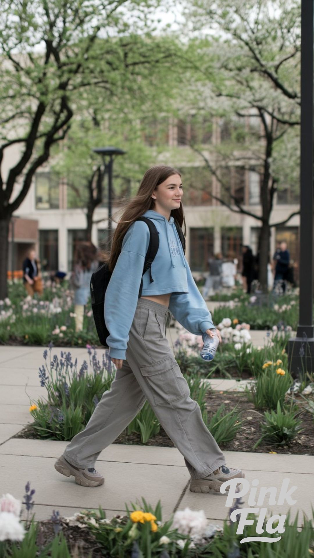 Street-Style Cool: Cropped Hoodie with Cargo Pants  - Spring Outfits for School
