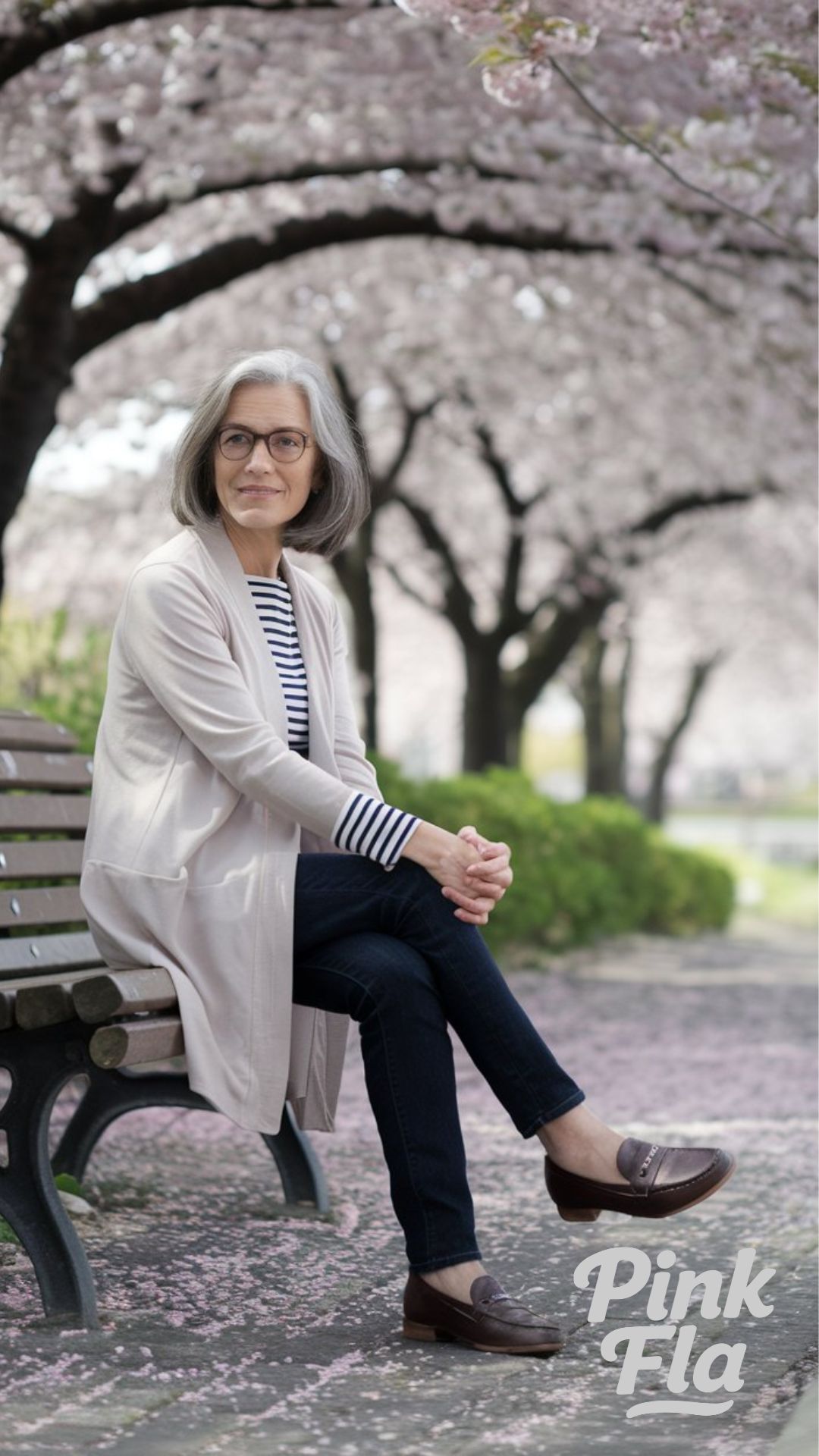 Understated Elegance in Stripes and Neutrals - Spring Outfits for Senior Women