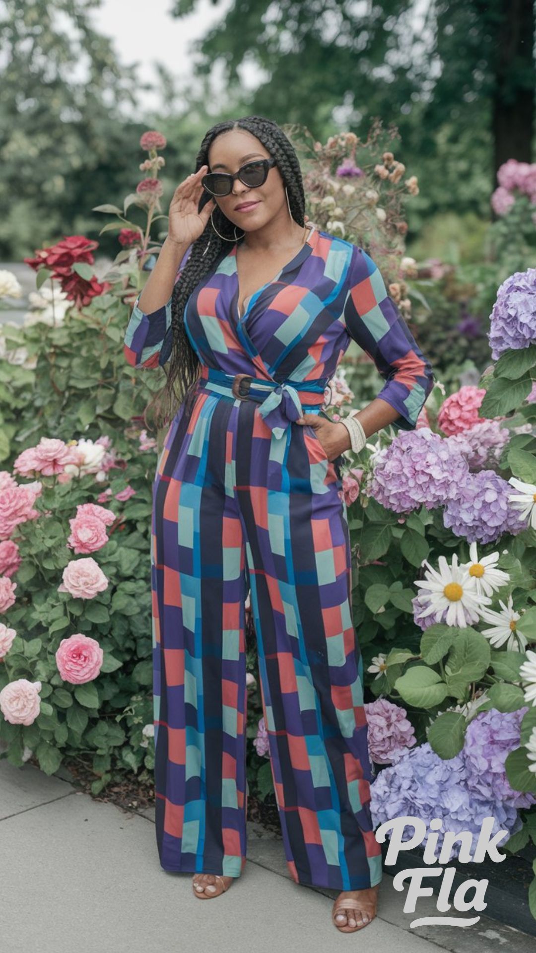 Vibrant Geometric Jumpsuit in Bloom - Plus Size Spring Outfits for Black Women