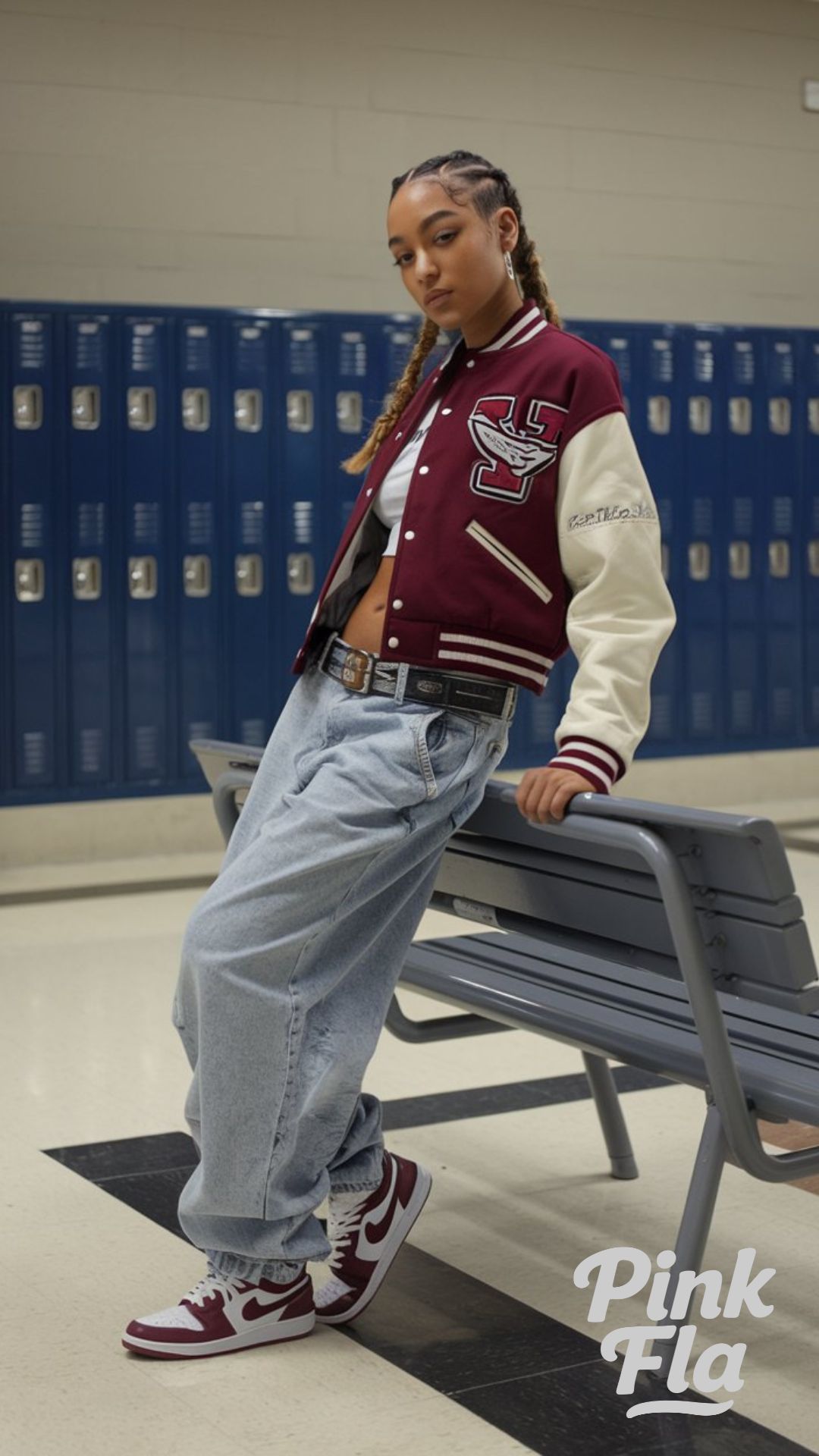 Vintage Vibes: Varsity Jacket & Baggy Jeans Combo - Spring Outfits for School