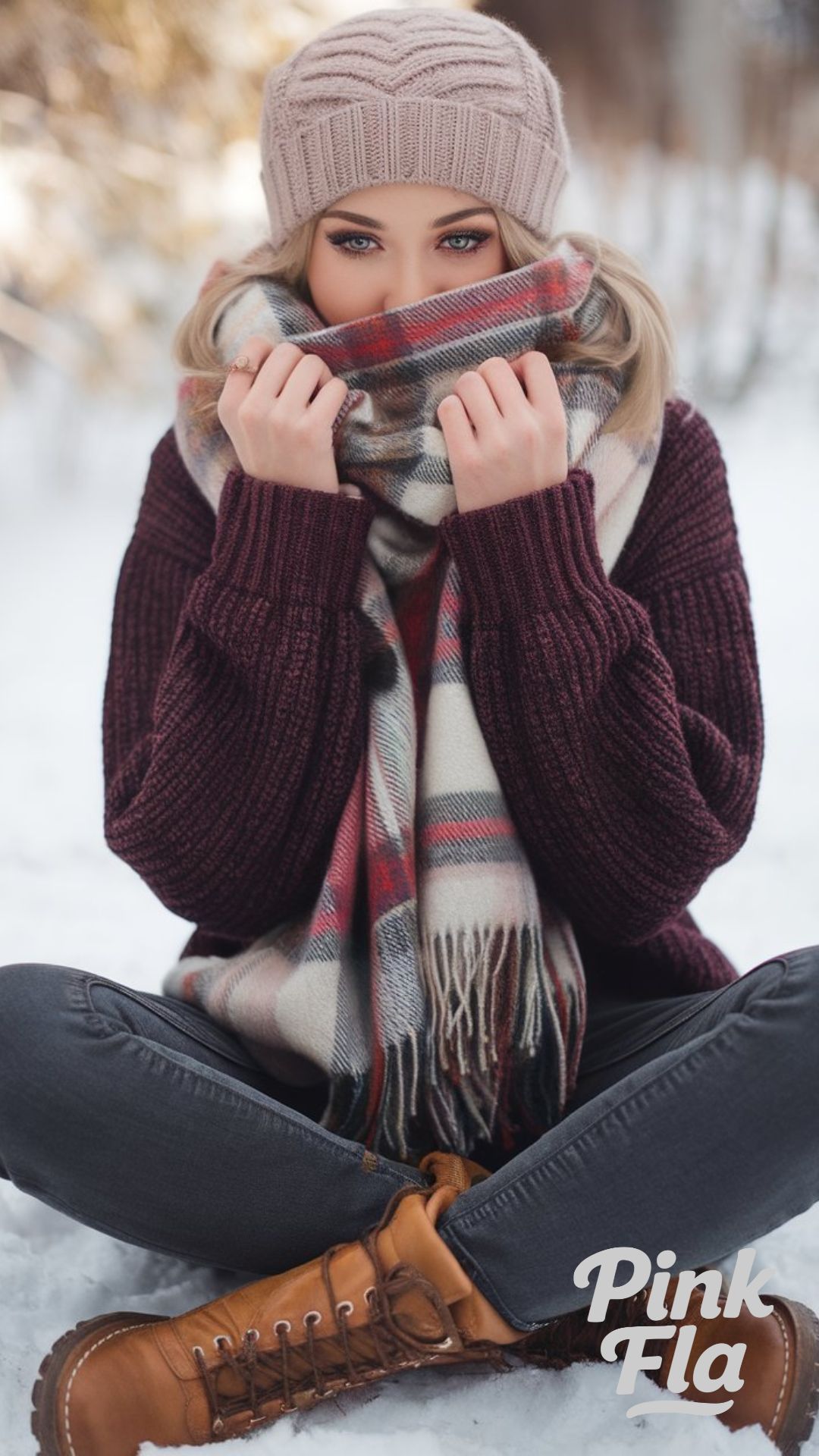 Winter Dark Grey Jeans with Knit Sweater and Scarf - Dark Grey Jeans Outfit Ideas