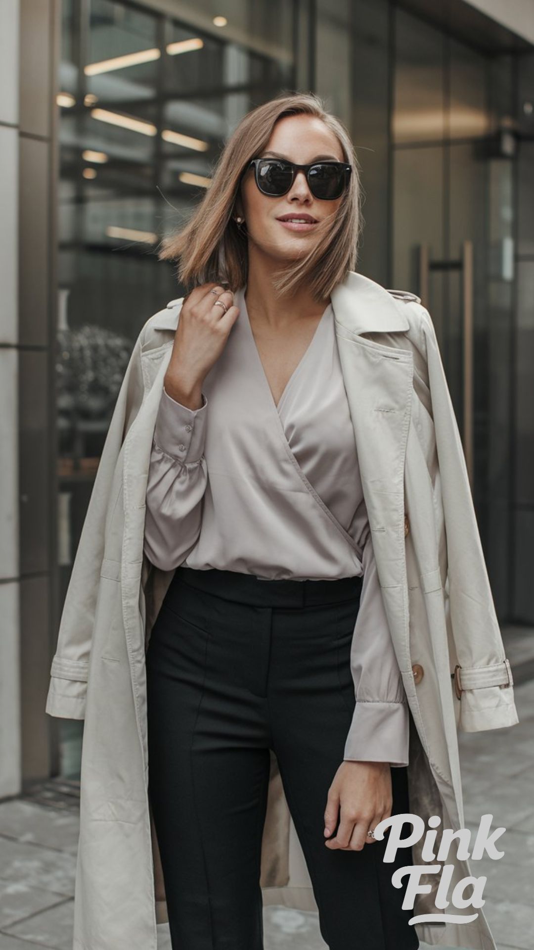 Wrap Blouse and Tailored Pants for a Polished Spring Look - Business Casual Spring Outfits