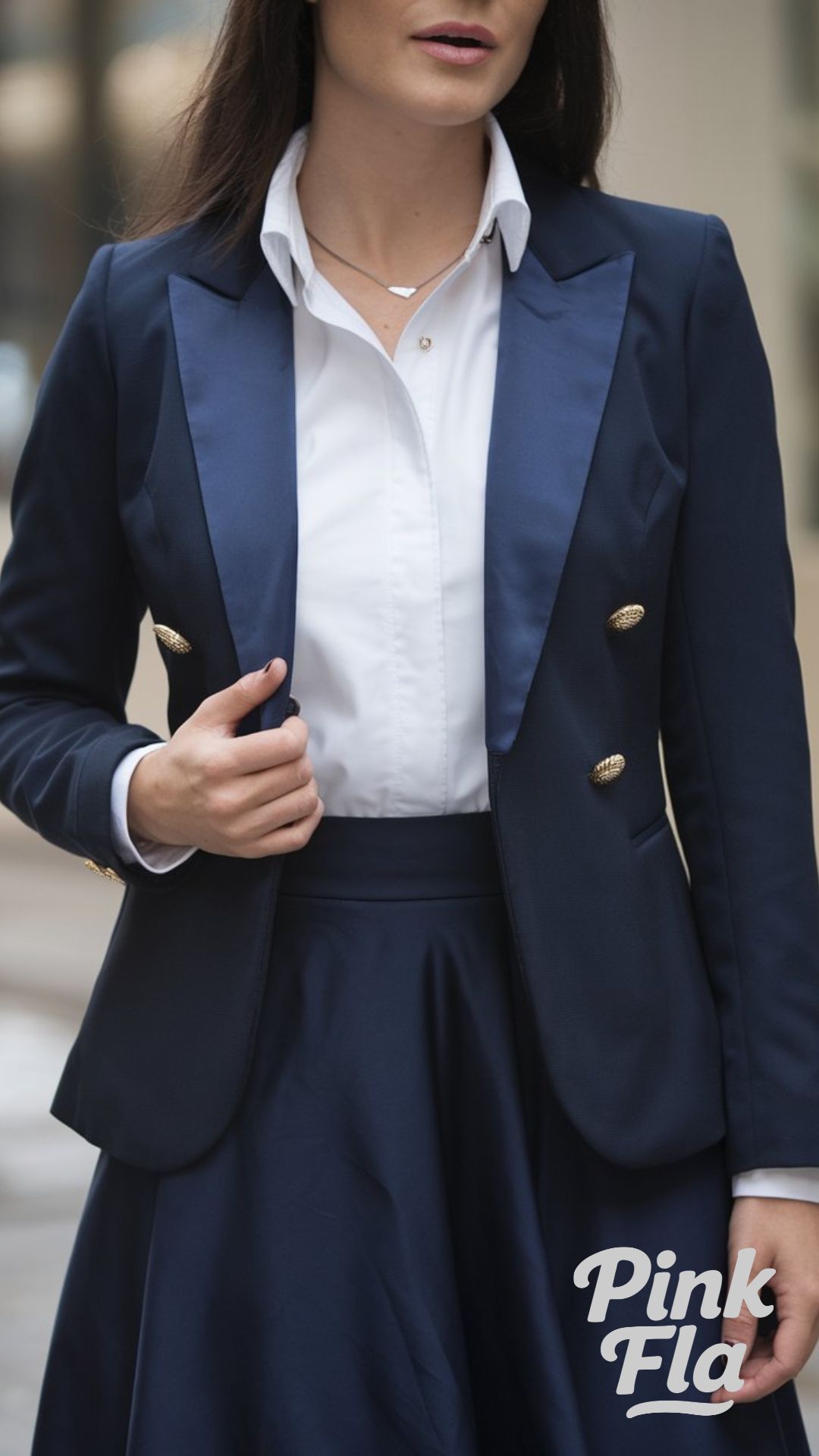 Classic Navy Blazer with Timeless White Shirt - Outfits for Humid Weather