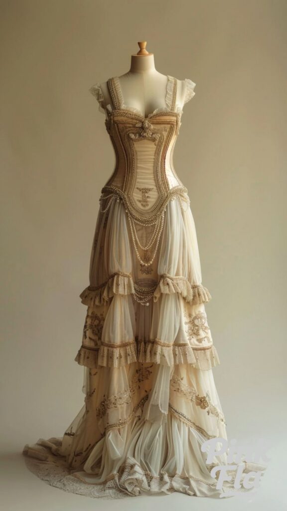 Creamy Lace Dreams: A Romantic Vision in Victorian Fashion - Stunning Victorian Dresses