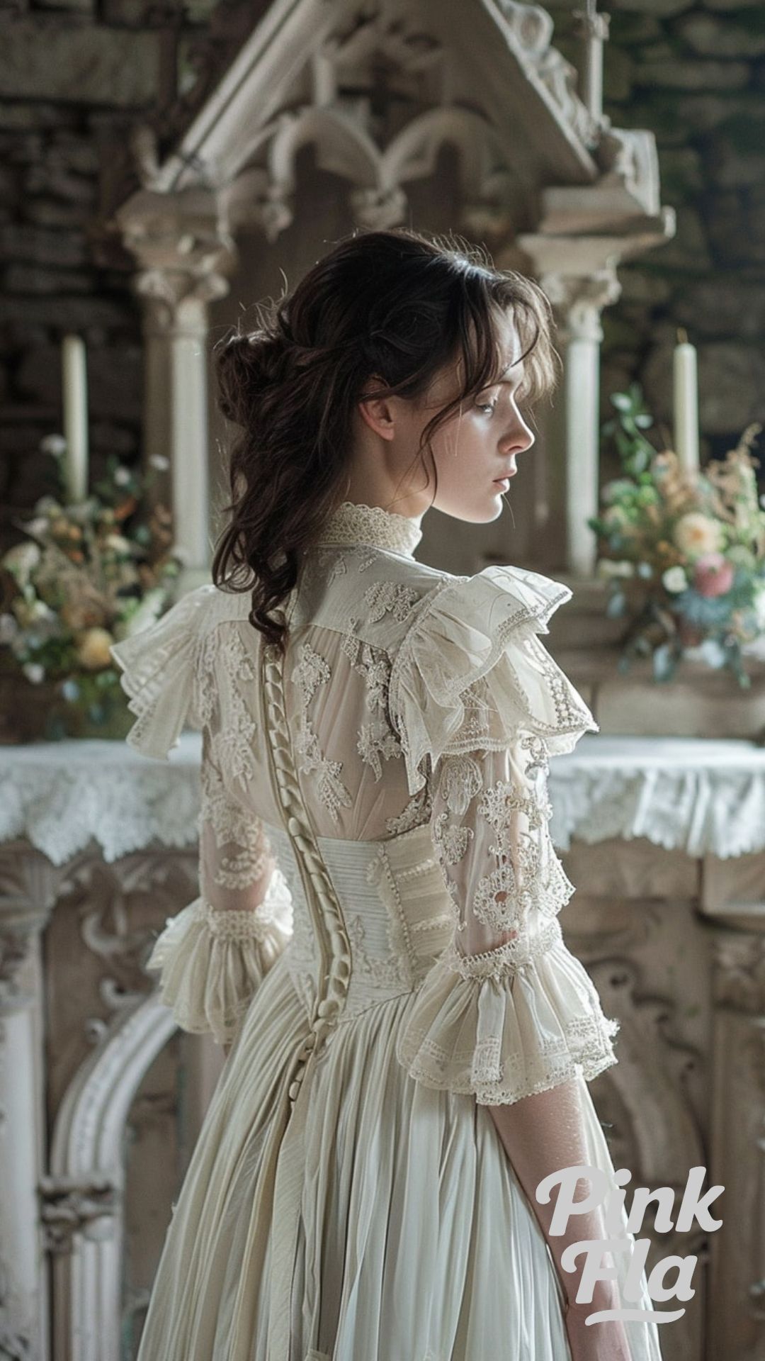 Edwardian Charm: A Bridal Dress with a High Neckline - Dark Academia Wedding Dress