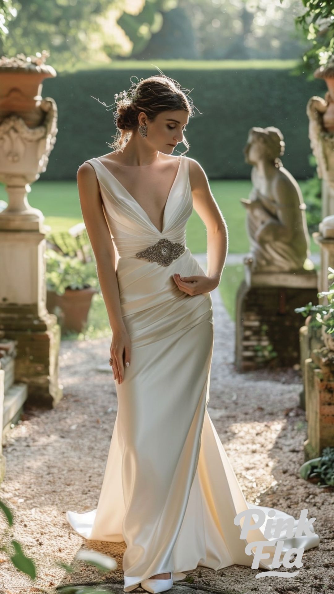Elegant Silk Mermaid Dress with Vintage Details - Dark Academia Wedding Dress