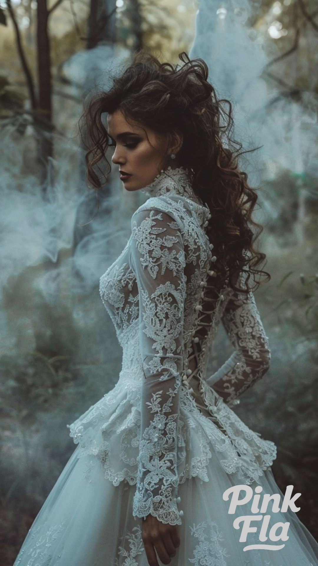 Grand Brocade Gown with a Long Cathedral Train - Dark Academia Wedding Dress