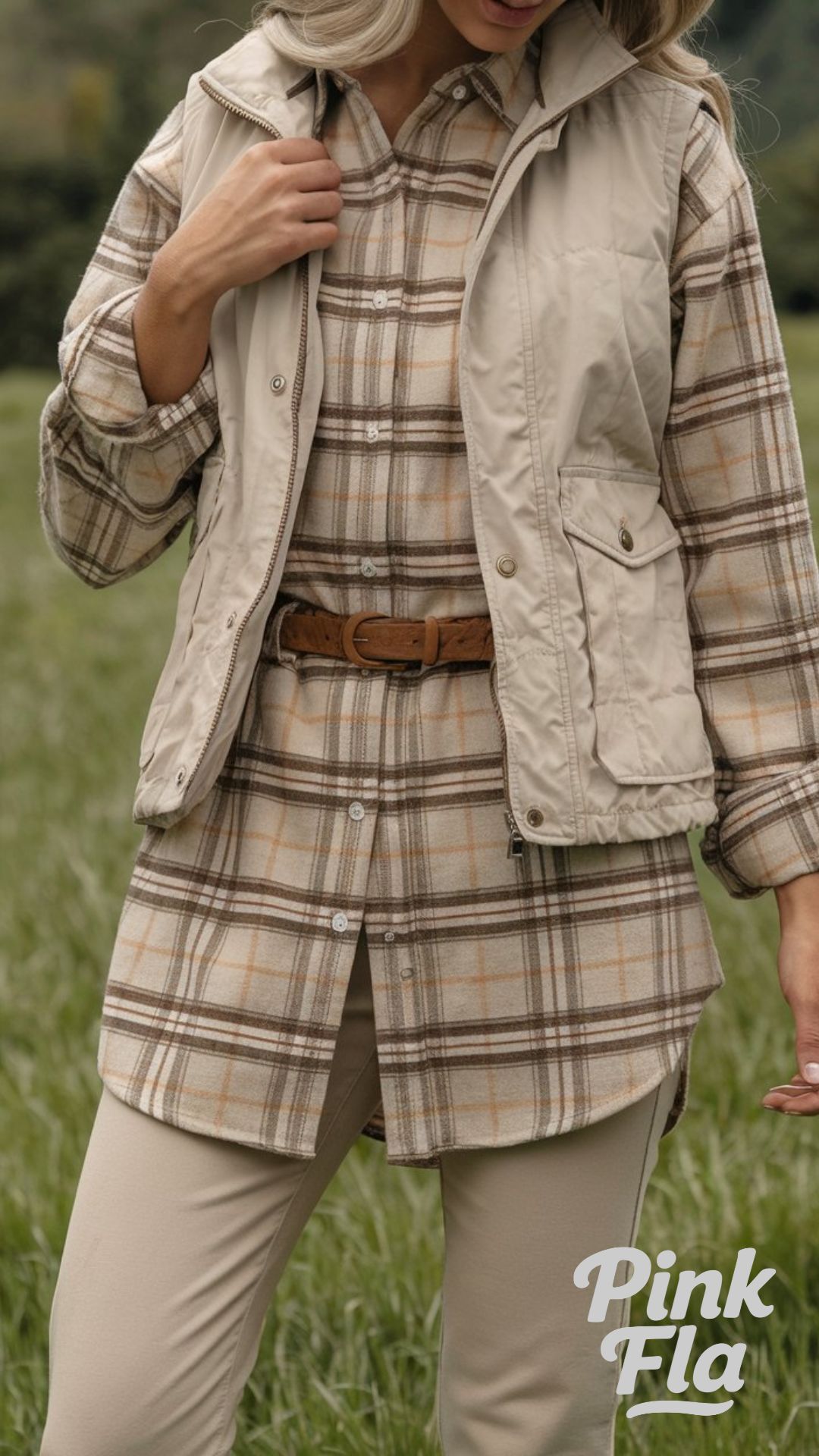 Layered Comfort with a Classic Plaid Shirt and Vest - Outfits for Humid Weather