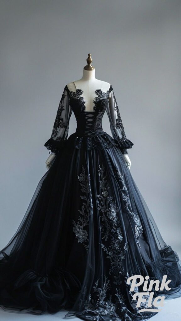 Midnight Whispers: A Victorian Gown Steeped in Elegance - Stunning Victorian Dresses