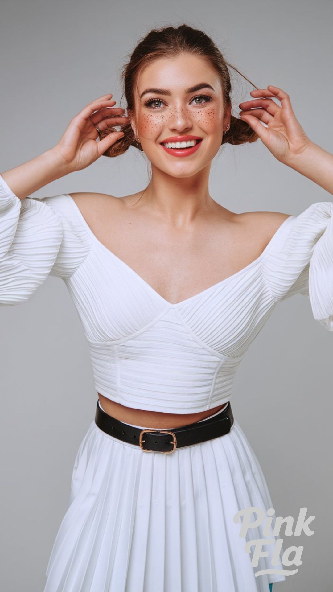 Playful Off-Shoulder Crop Top with Pleated Skirt - White Skirt Outfit Ideas