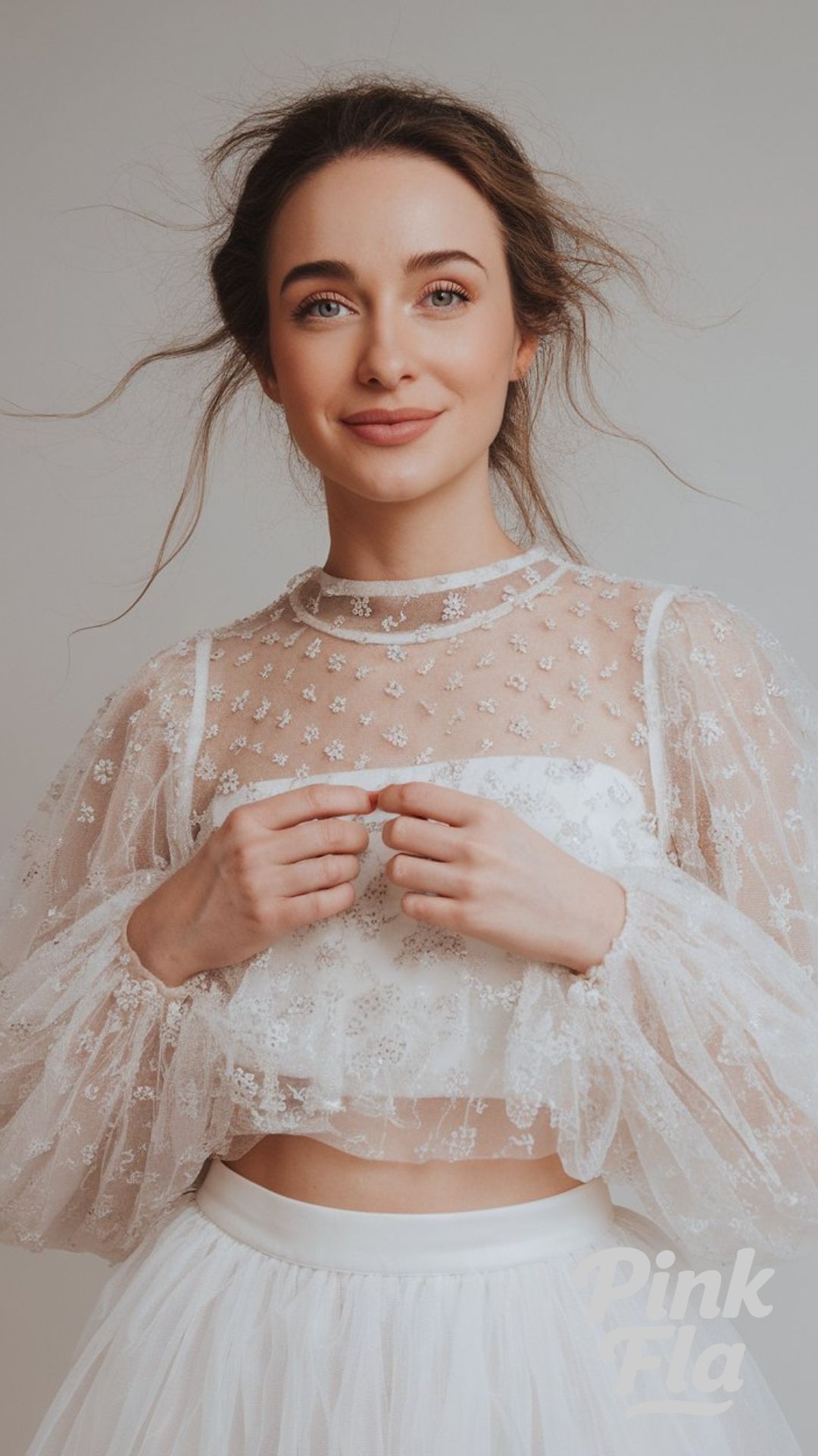 Romantic Sheer Lace Top with Tulle Skirt - White Skirt Outfit Ideas