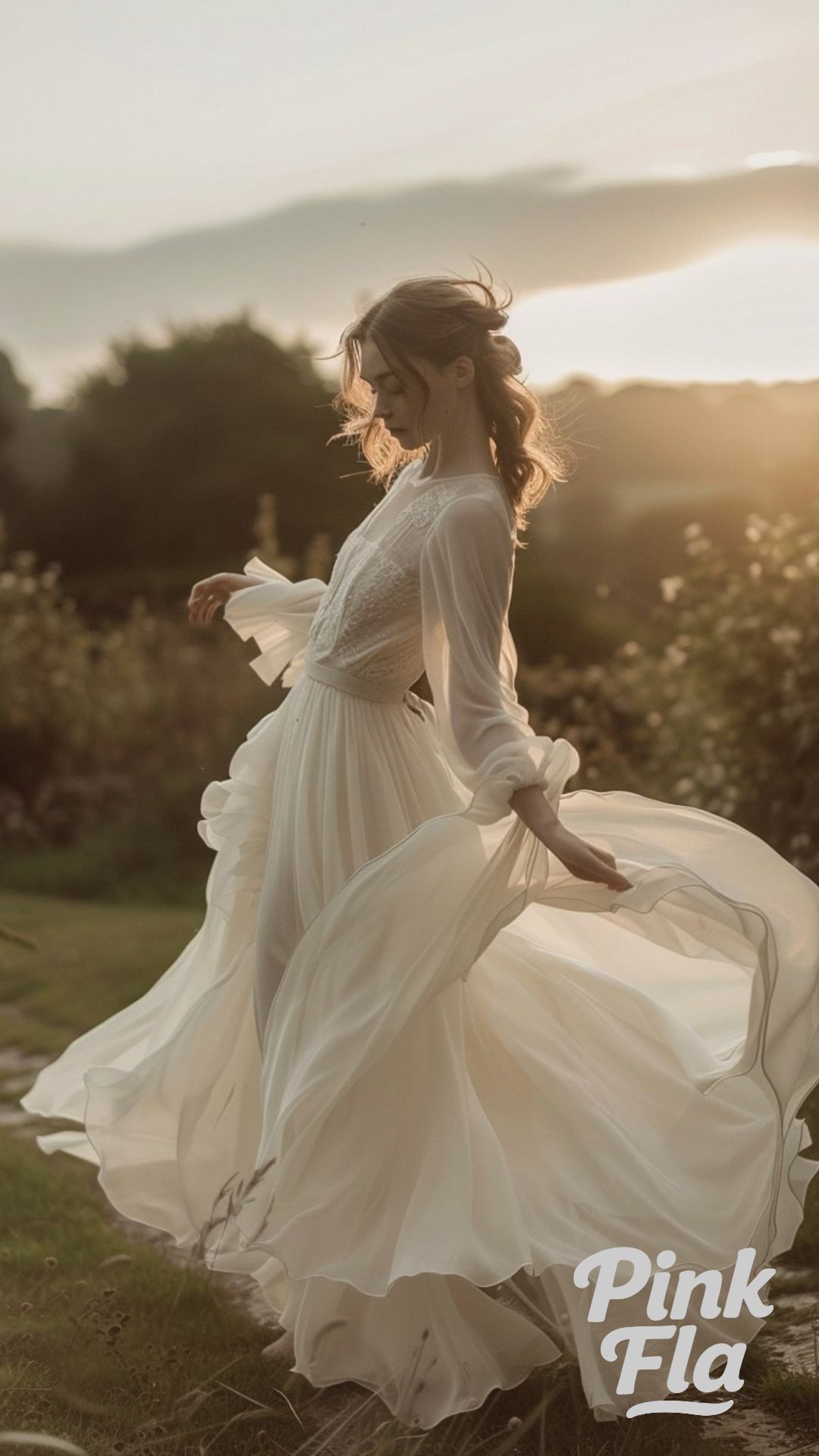 Simple A-Line Dress with Timeless Embroidery - Dark Academia Wedding Dress