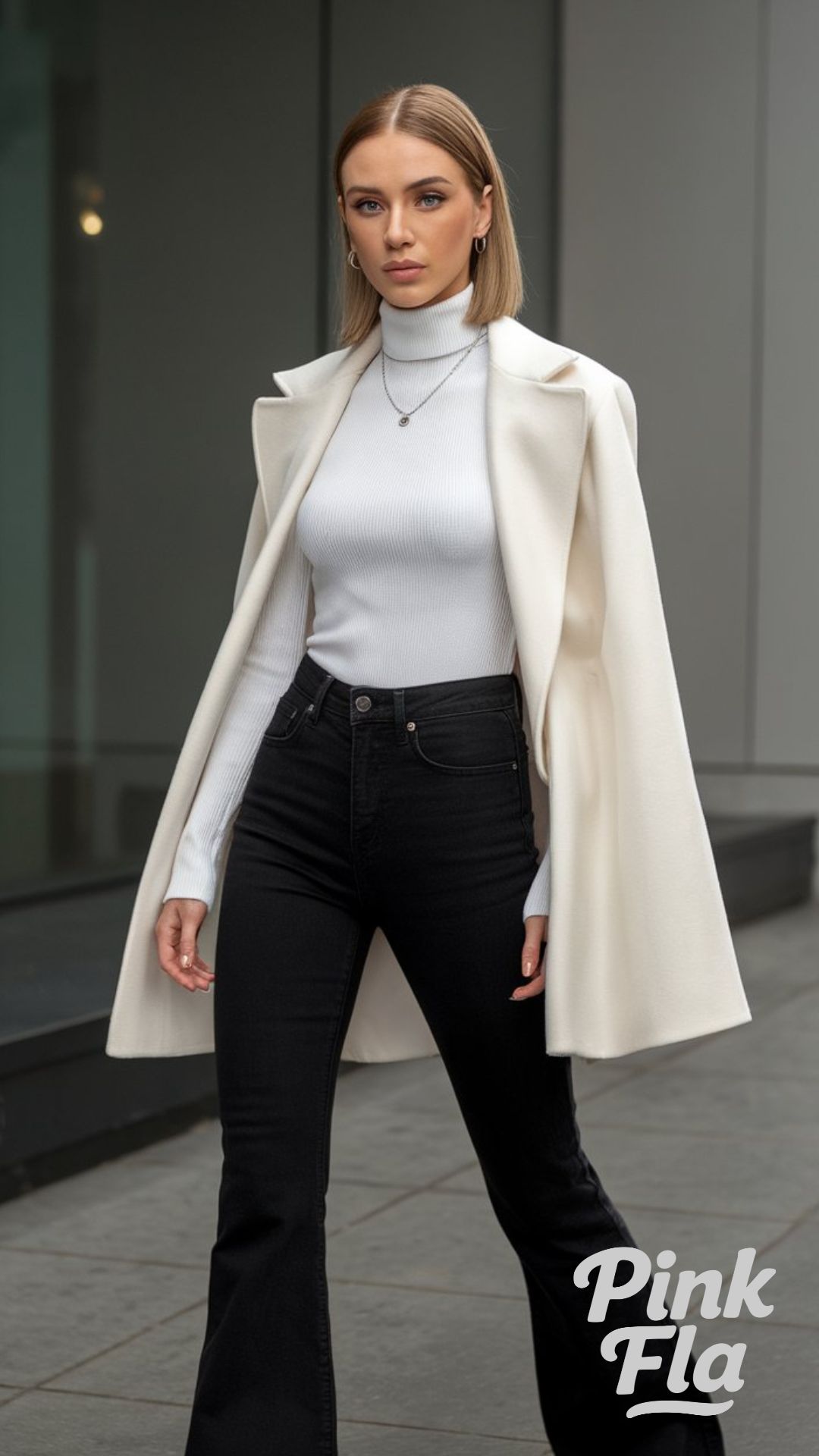 Sleek Minimalism with Monochrome Layers - Flare Jeans Outfits