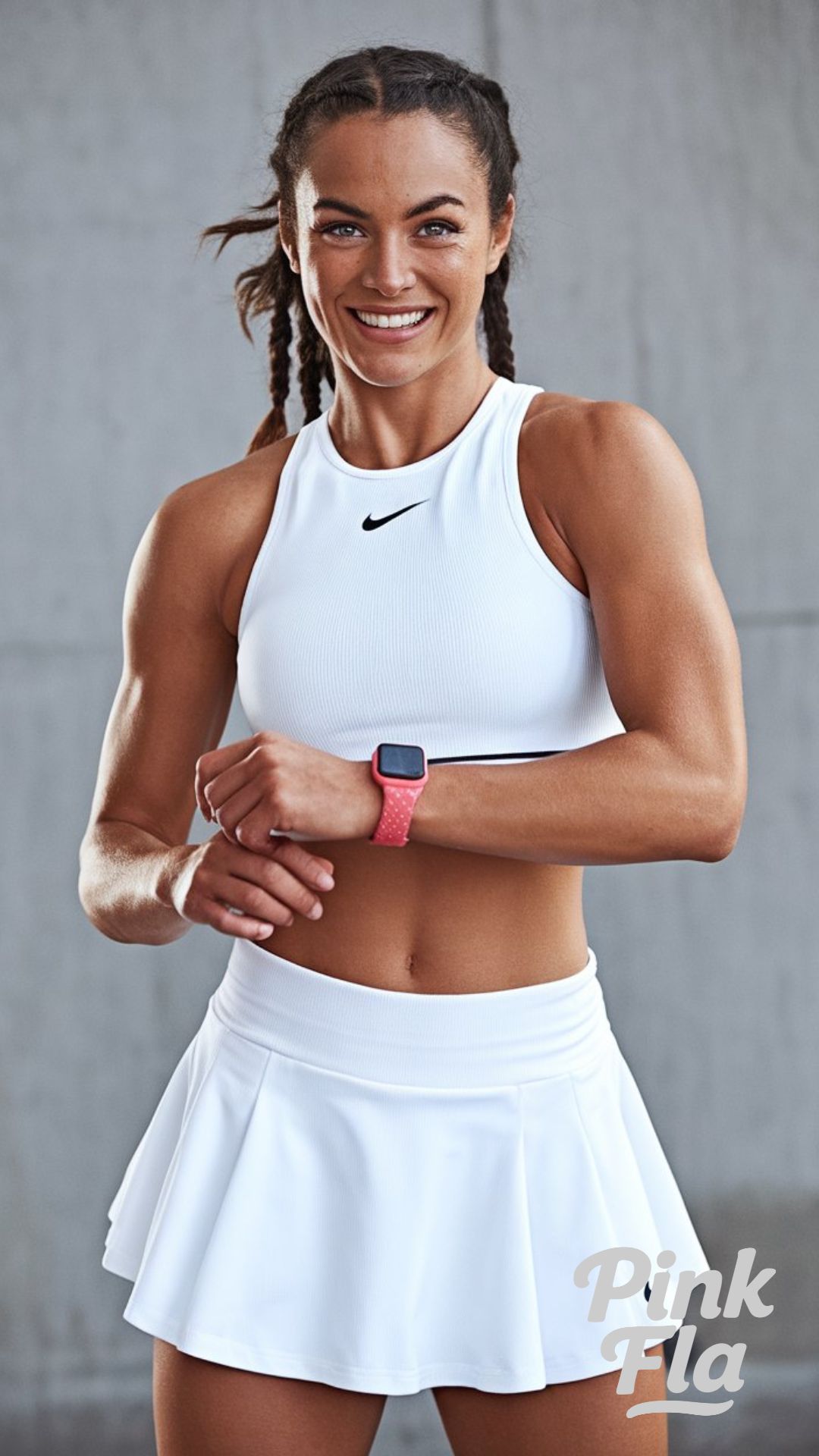 Sporty Chic: White Tennis Skirt and High-Neck Crop Top - White Skirt Outfit Ideas