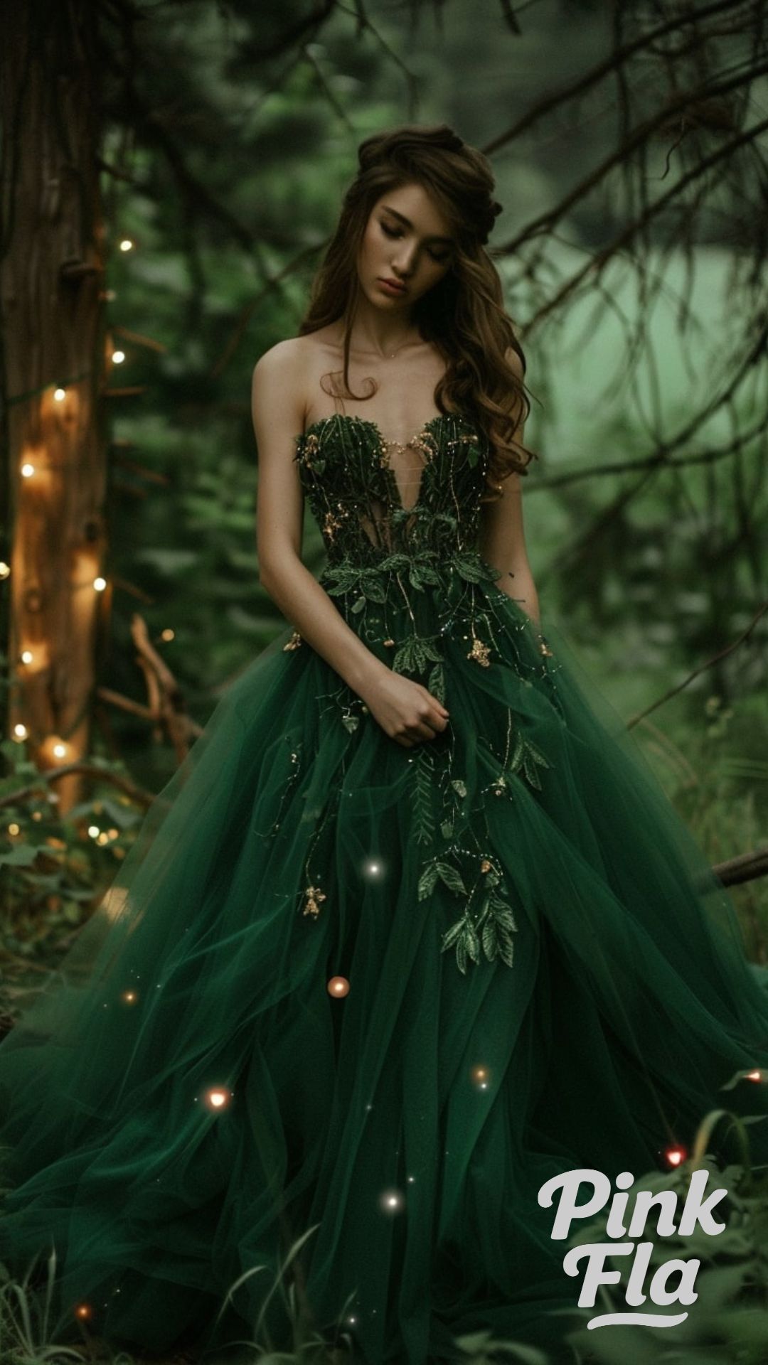 Whispers of the Enchanted: A Gown Sewn from the Forest’s Dream - Fabulous Fairytale Dresses