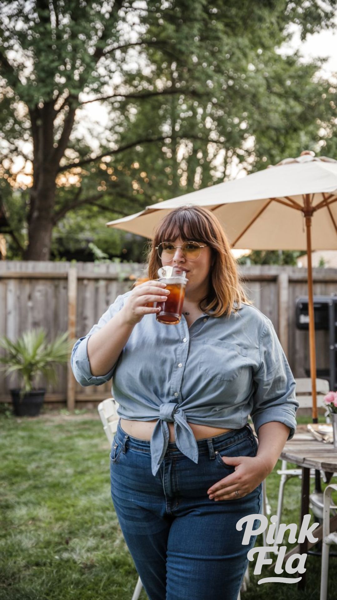 Backyard Blue: Chambray Tied Just Right - Plus Size Summer Outfits with Jeans