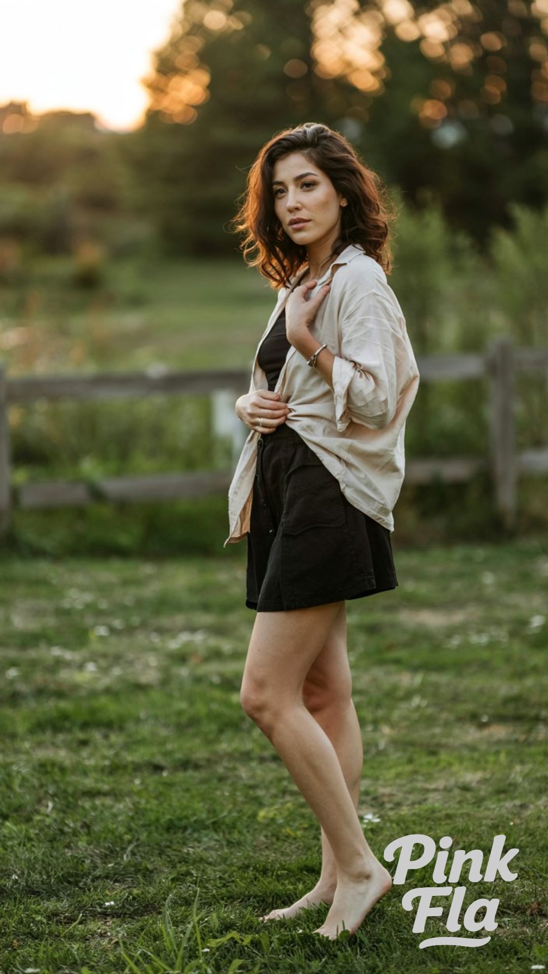 Barefoot Ease at Golden Hour - Summer Outfits with a Black Mini Skirt
