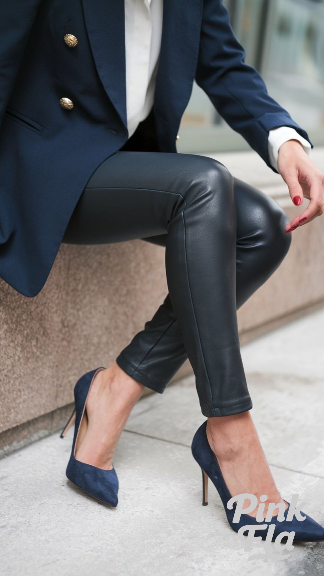 Blazer and Leather-Like Leggings - Cute Outfits with Leggings