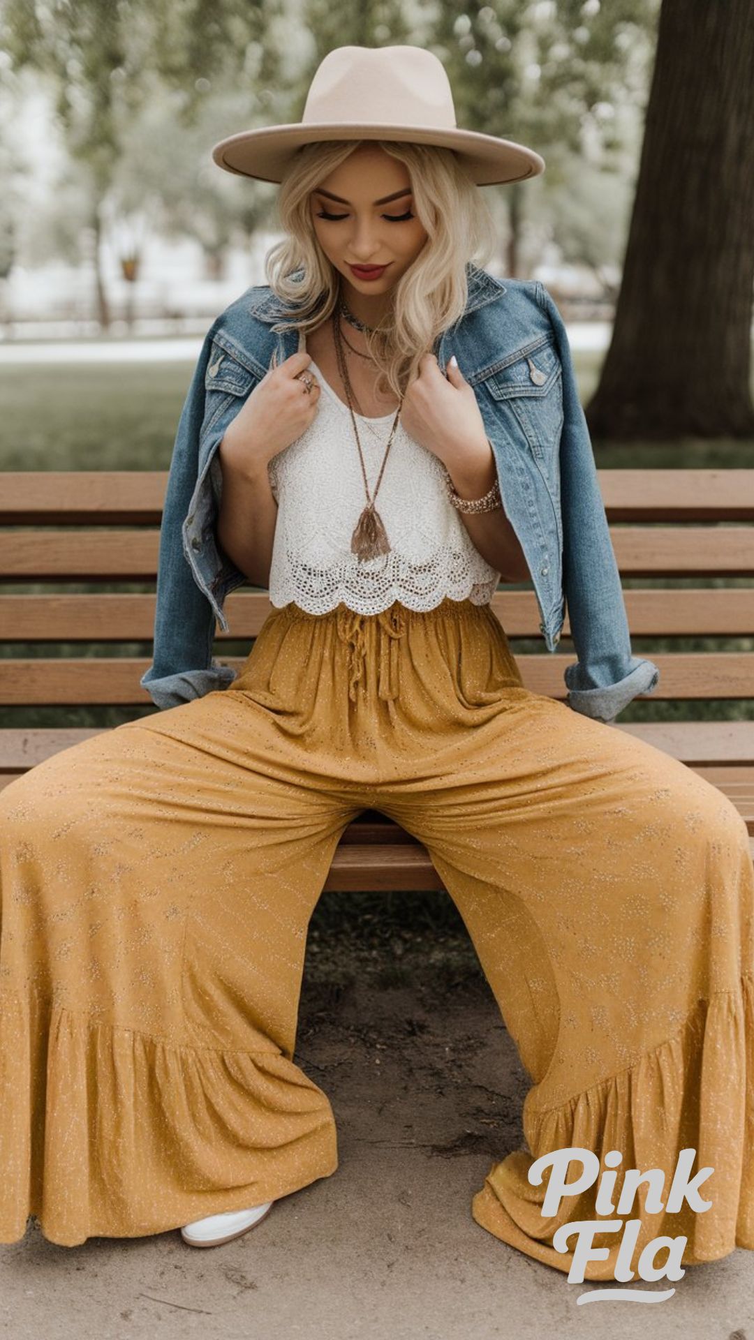 Boho Chic Look with Relaxed Layers - Yellow Pants Outfit Ideas