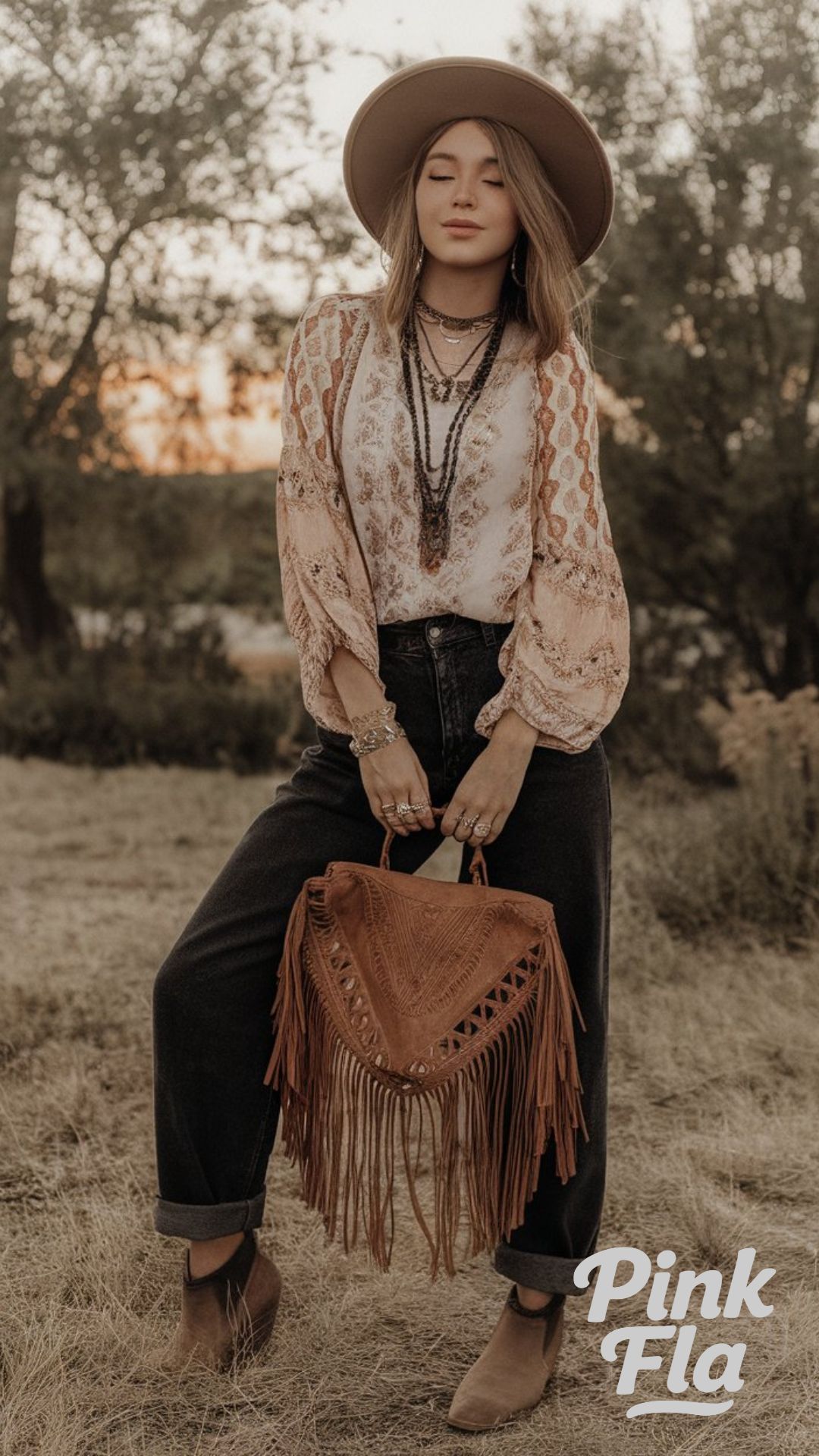 Boho-Chic Style with Fringe and Flow - Dark Denim Jeans Outfit