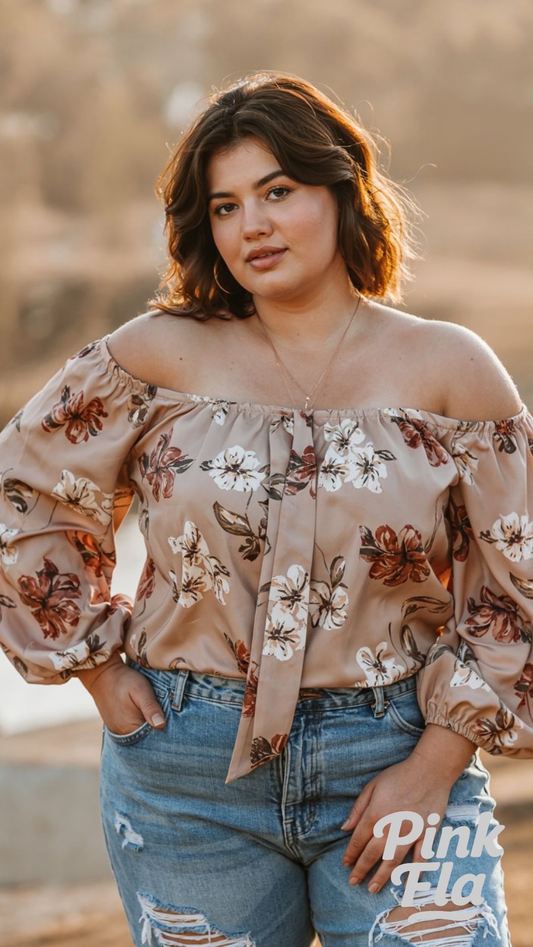 Bold Florals & Distressed Denim Charm - Plus Size Summer Outfits with Jeans