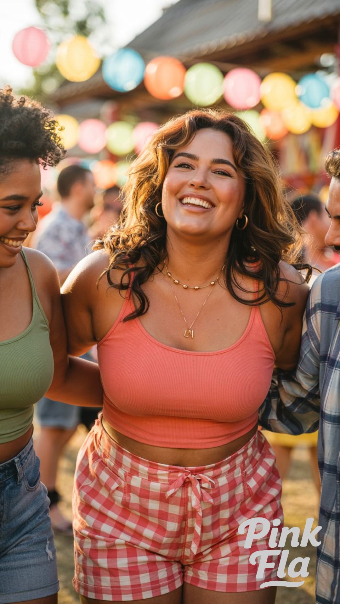 Bold Gingham for Festive Energy - Plus Size Summer Outfits with Shorts