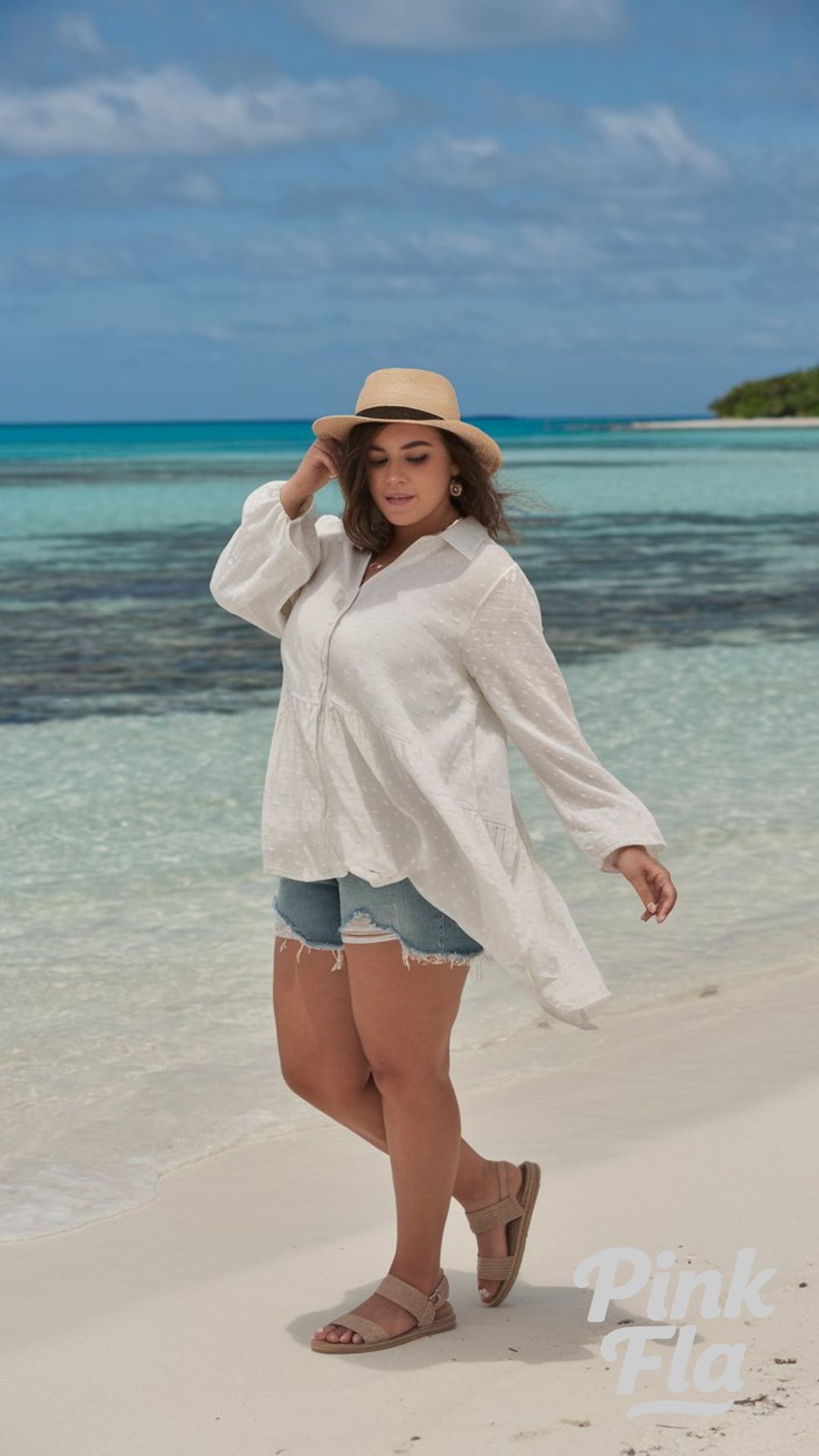 Breezy Whites and Denim for a Beach Day - Casual Summer Outfits for Curvy Women