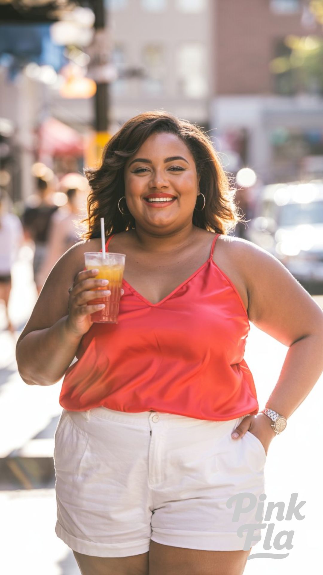 Bright Notes in a Simple Palette - Plus Size Summer Outfits with Shorts