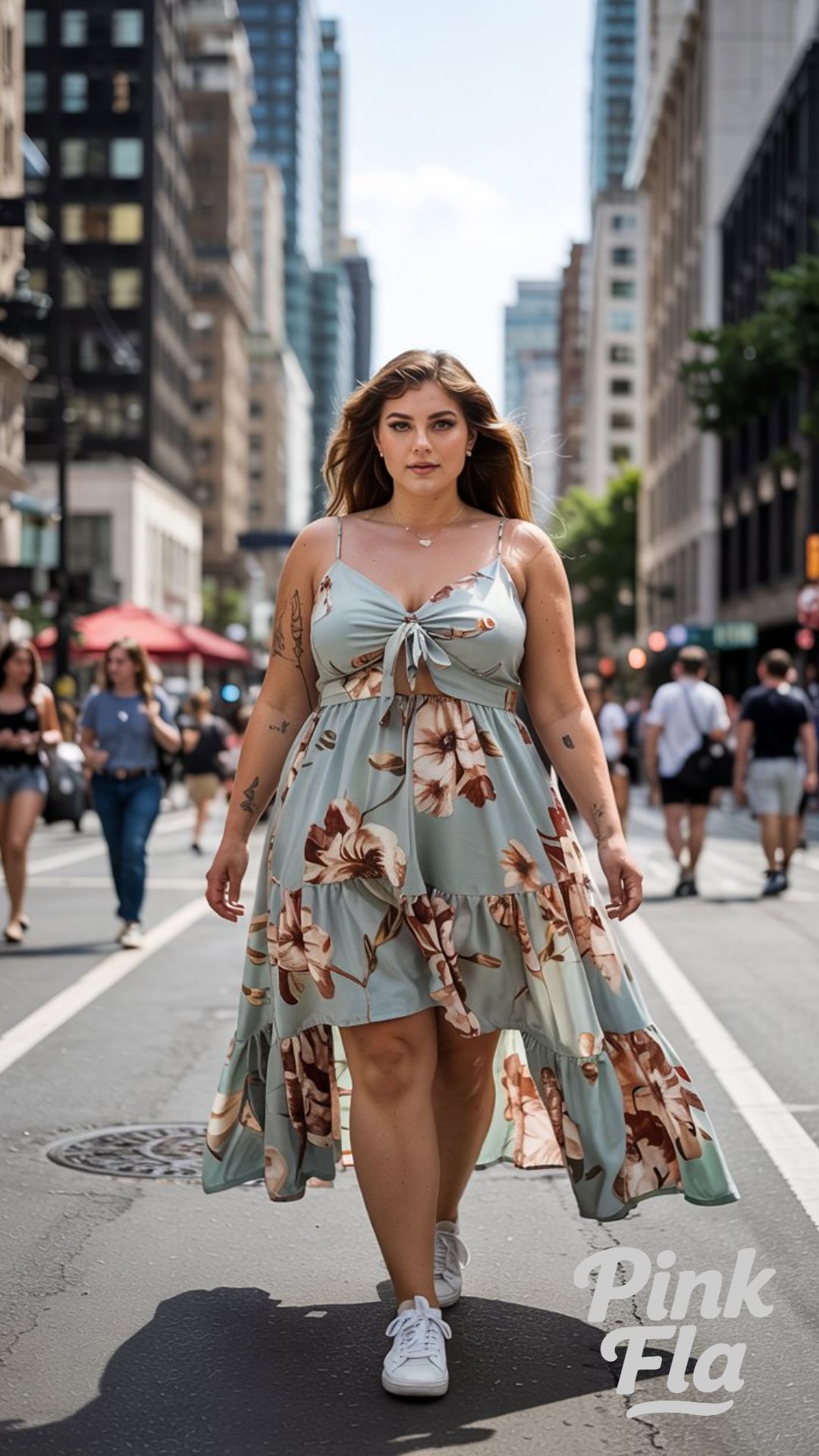 City Florals Done Right - Plus Size Summer Outfits with Sneakers